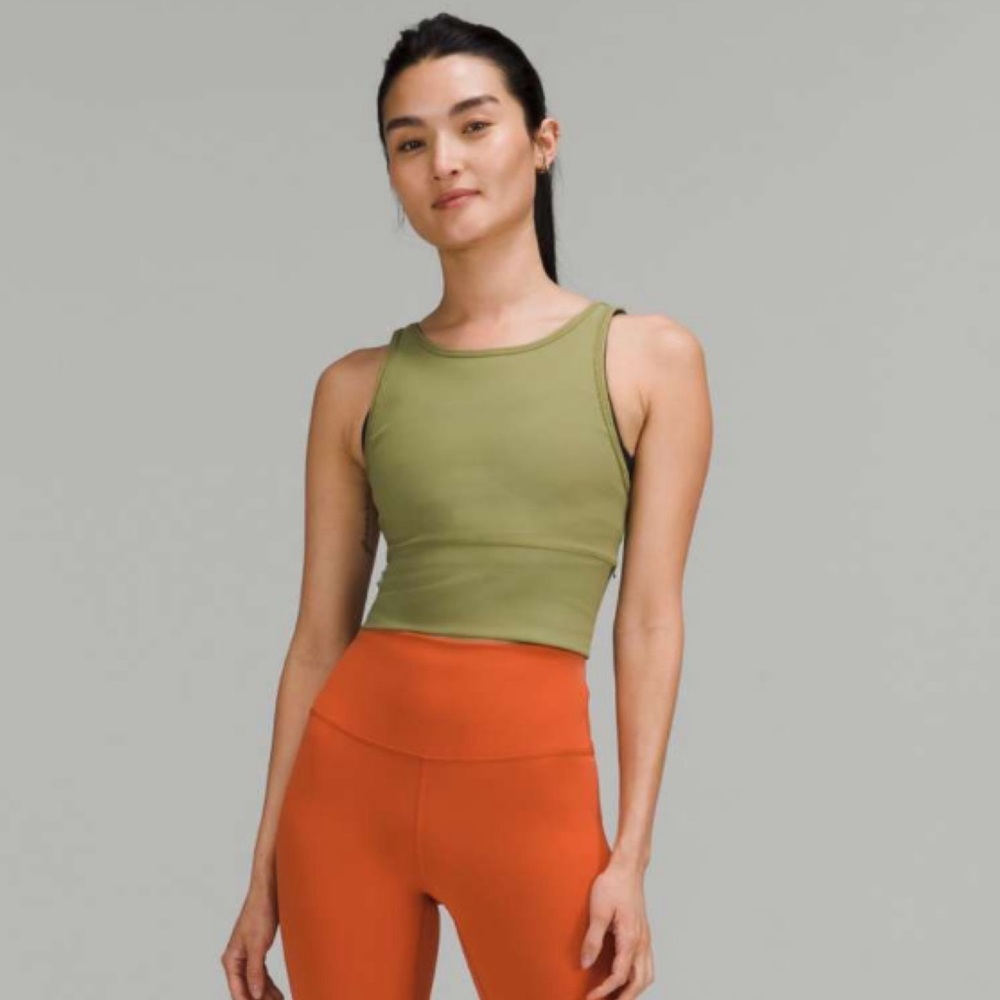 Lululemon Power Pivot Ribbed Tank Top Bronze Green Size 4